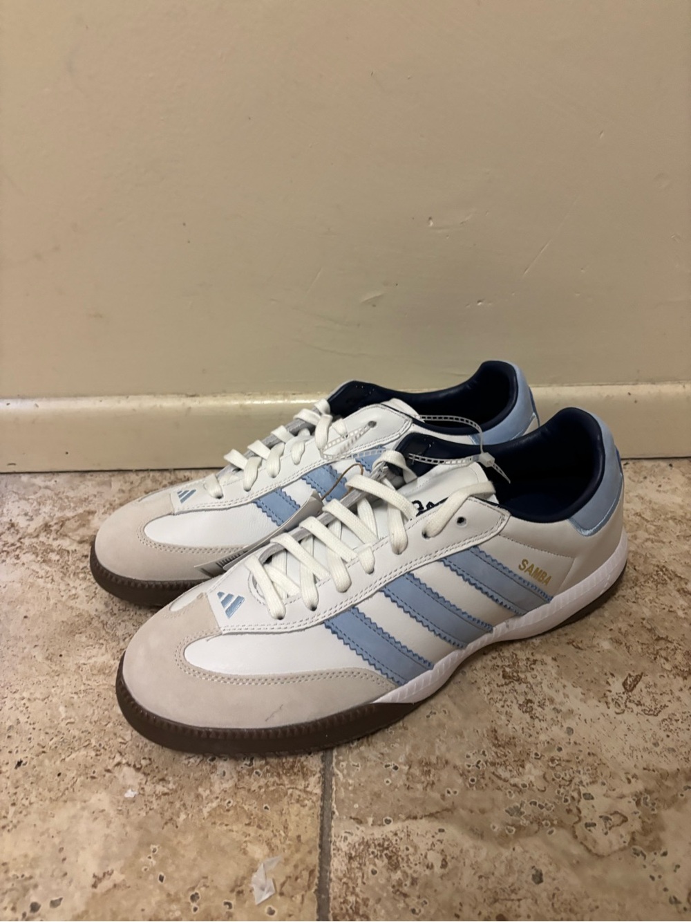 NWT Adidas Originals Samba Millennium White Sky Blue Men's Shoes JI3183 Sz 12
